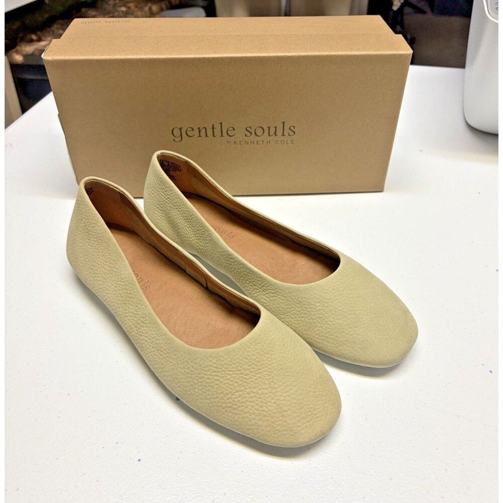 Gentle Souls By Kenneth Cole Eugene Travel Ballet Flat Leather Size 8M NIB Lime